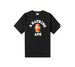 A Bathing Ape Block Check College T-Shirt C - Black & Red
