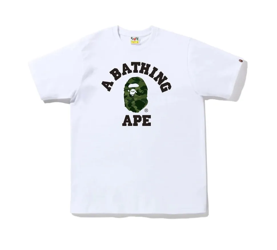 A Bathing Ape Color Camo College T-shirt (FW22) - White Green