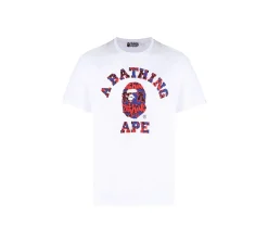 A Bathing Ape Graffiti Pattern College T-shirt - White