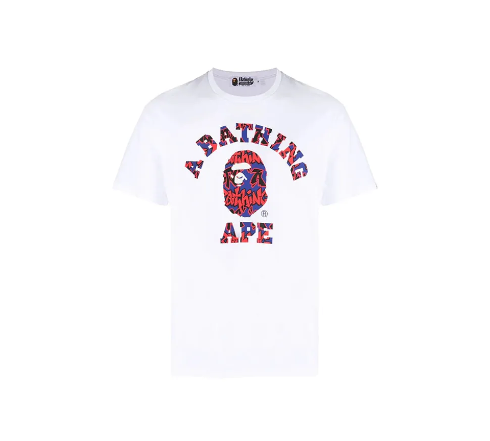 A Bathing Ape Graffiti Pattern College T-shirt - White