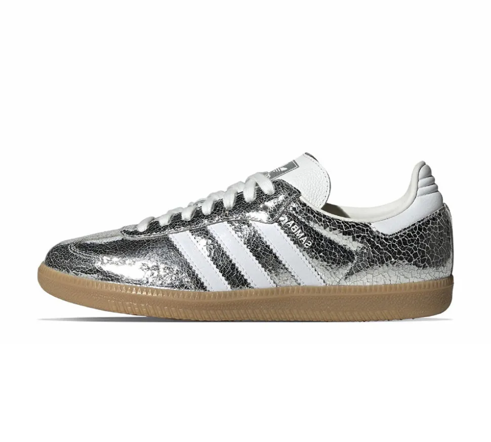 adidas Samba OG - Silver Metallic Cracked Leather