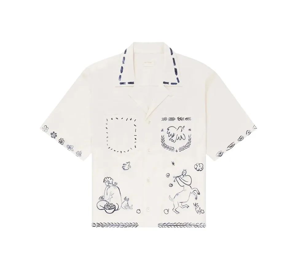 Aimé Leon Dore Lesvos Cropped Camp Shirt - White