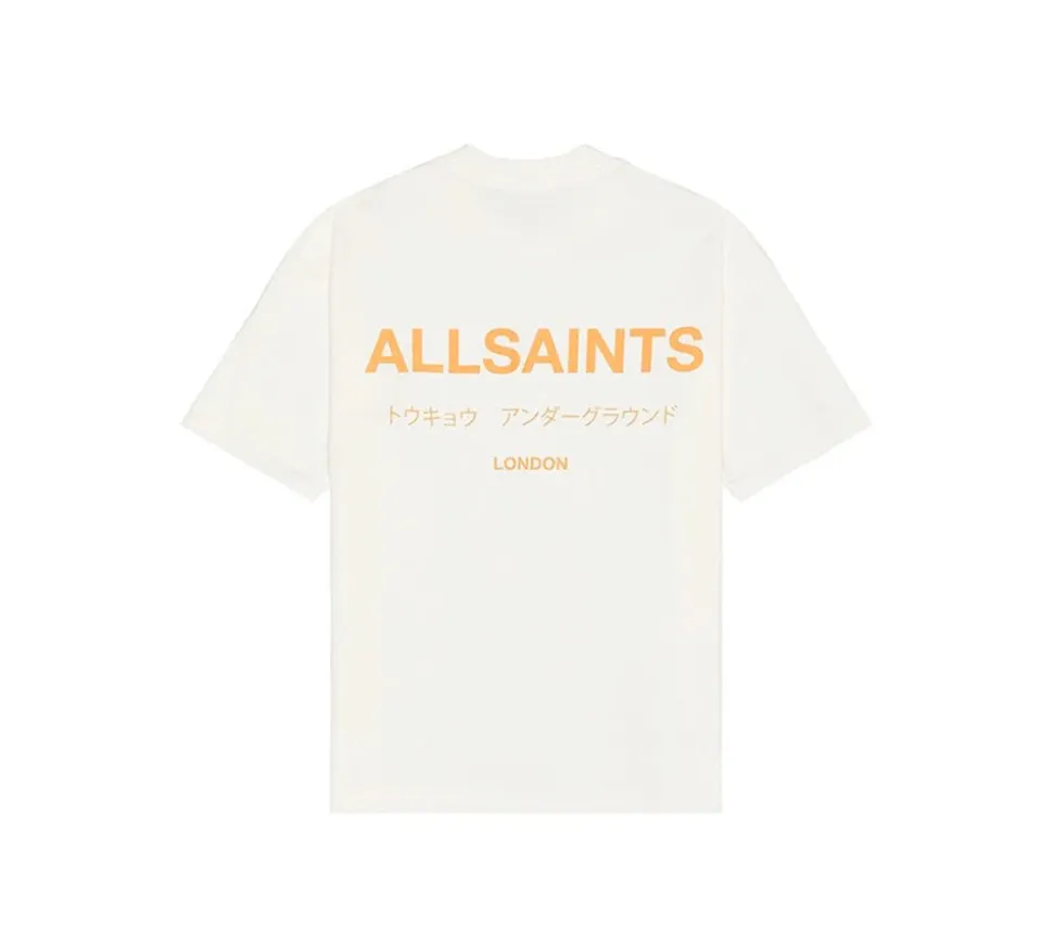 ALLSAINTS Underground Oversized T-shirt - WHITE/Orange