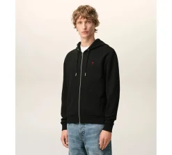 Ami De Coeur Cotton Zipped Hoodie - Black Red