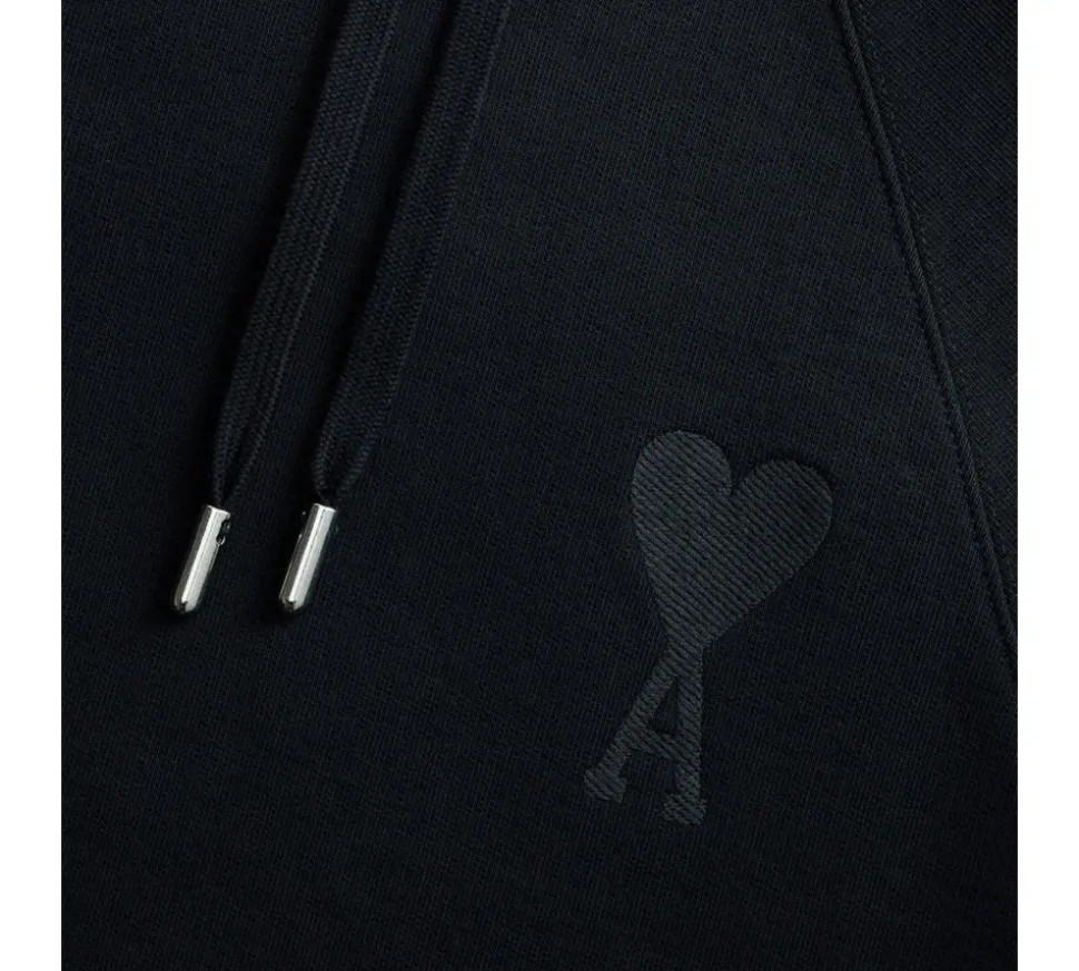 Ami de Coeur Tonal Embroidery Hoodie - Black