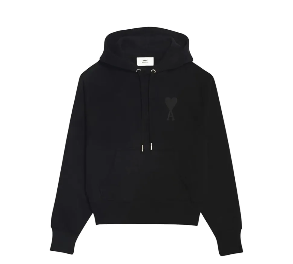 Ami de Coeur Tonal Embroidery Hoodie - Black