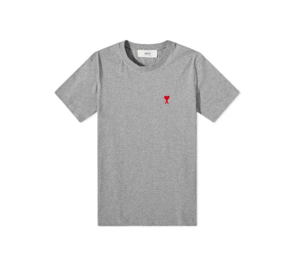 Ami Paris Small A Heart T-shirt - Heather Grey