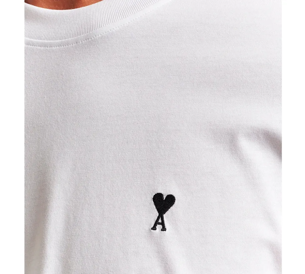 Ami Paris Small Black Ami De Coeur T-shirt- White