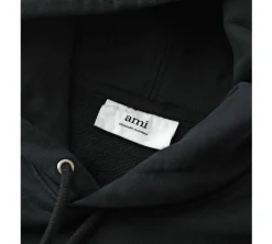 Ami Paris Small Red Ami De Coeur Hoodie - Black
