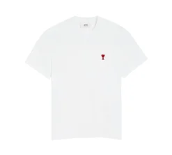 Ami Paris Small Red Ami De Coeur T-shirt- White