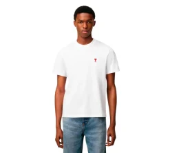Ami Paris Small Red Ami De Coeur T-shirt- White