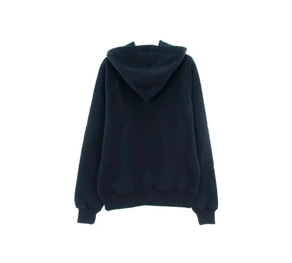 Ami Paris Small Red Ami De Coeur Hoodie - Night Blue