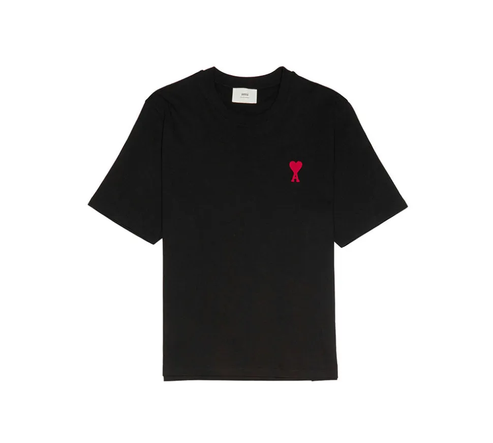 Ami Paris Tonal Ami De Coeur T-shirt- Black
