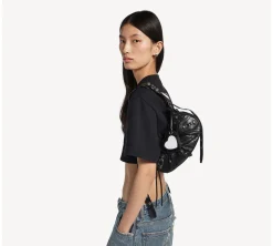 Balenciaga Le Cagole Shoulder Bag XS w/ Cardholder - Black Arena lambskin aged-silver hardware
