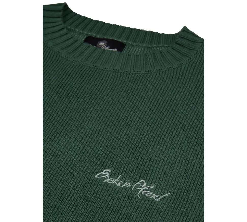 Broken Planet Knit Sweater - Forest Green
