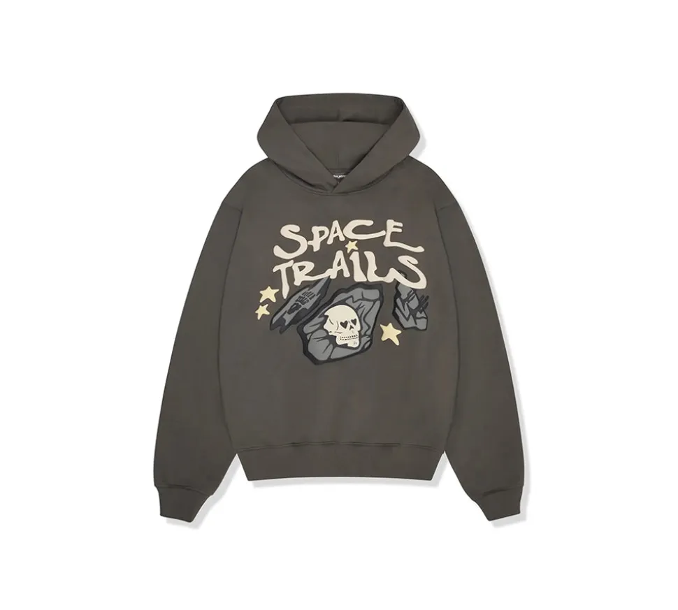 Broken Planet Market Hoodie 'Space Trails' - BLACK/GREY