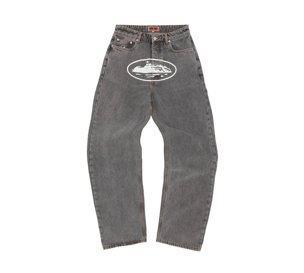 Corteiz Alcatraz Baggy Jeans - Light Grey