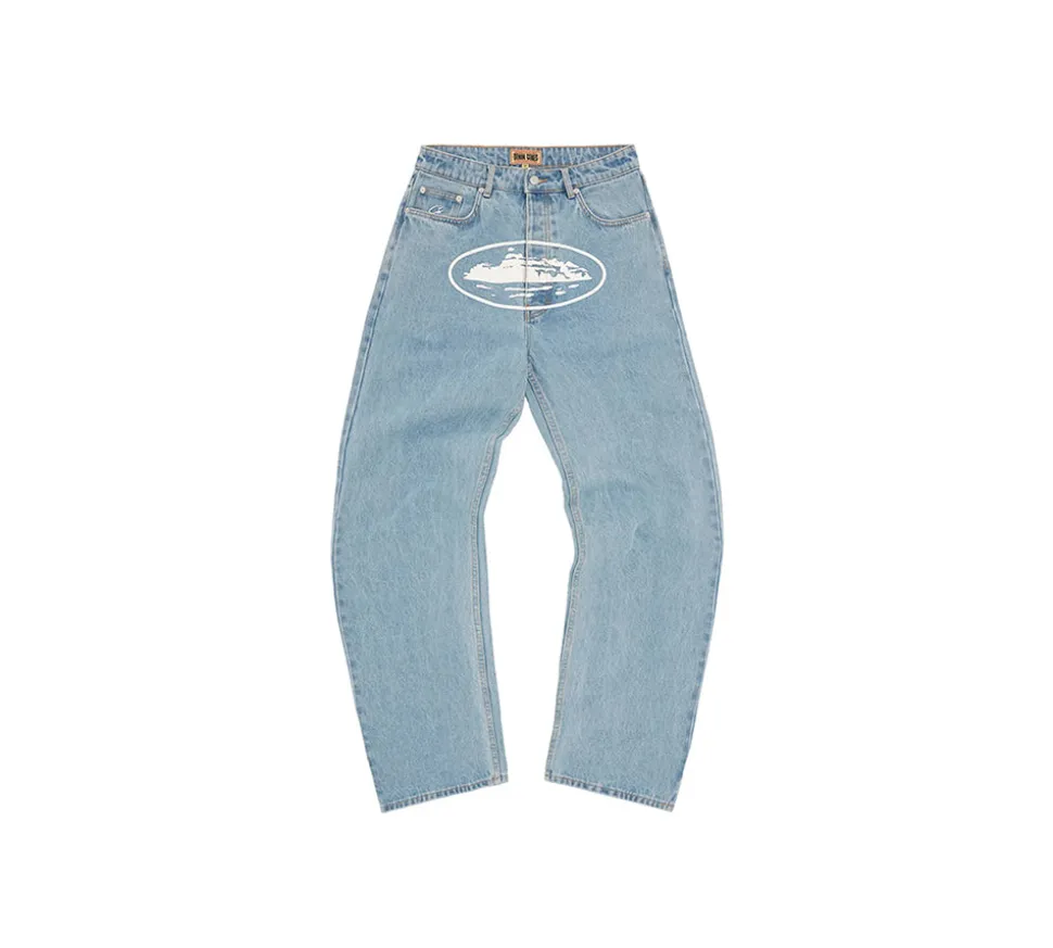 Corteiz Alcatraz Baggy Jeans - Washed Blue