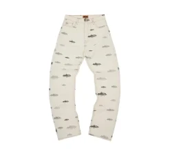 Corteiz Alcatraz Pattern Denim Jeans - White