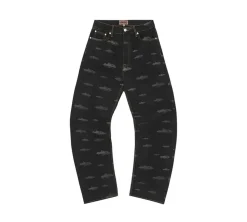 Corteiz Alcatraz Pattern Denim Jeans - Black