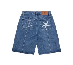 Corteiz C-Star Denim Shorts - Faded Blue