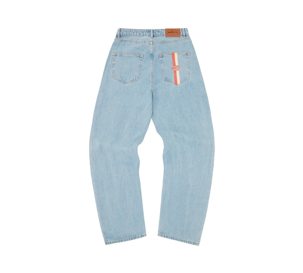 Corteiz Dual Stripe Baggy Jeans - Stone Wash