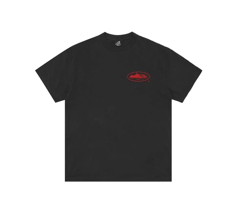 Corteiz Halftone Island T-shirt - Black/Red