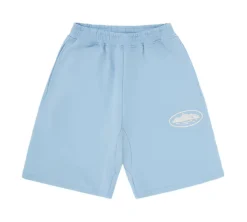 Corteiz Island Puff Print Open Hem Sweatshorts - Baby Blue