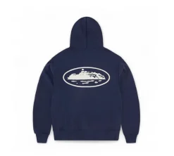 Corteiz Island Puff Print Zip Hoodie - Navy