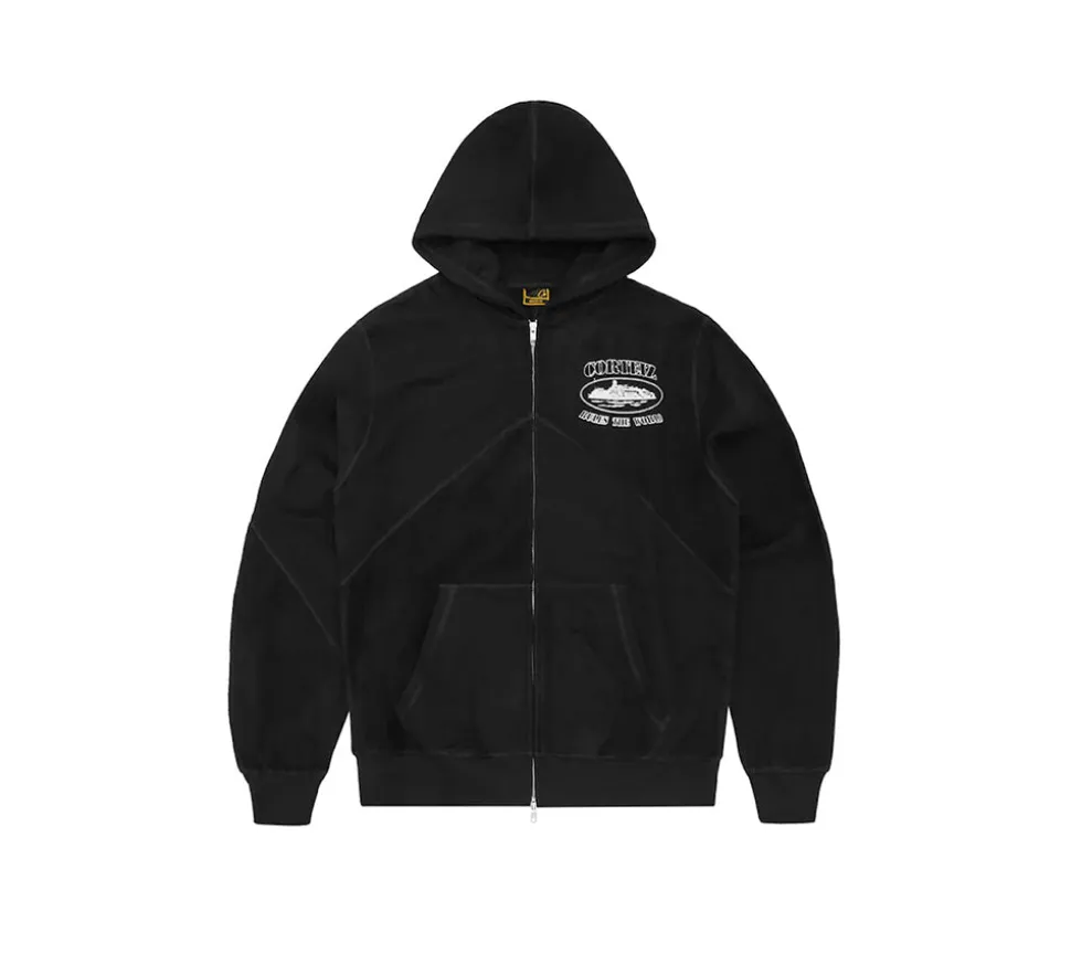 Corteiz Superior V2 Zip-Up Hoodie - Black