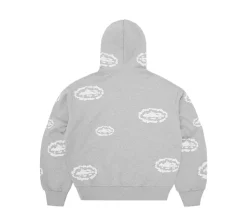 Corteiz x Denim Tears Island Wreath Zip Hoodie - Heather Grey