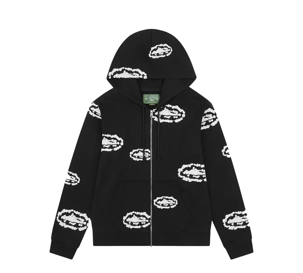 Corteiz x Denim Tears Island Wreath Zip Hoodie - Black