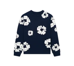Denim Tears Long Sleeve Cotton Wreath- Navy Blue