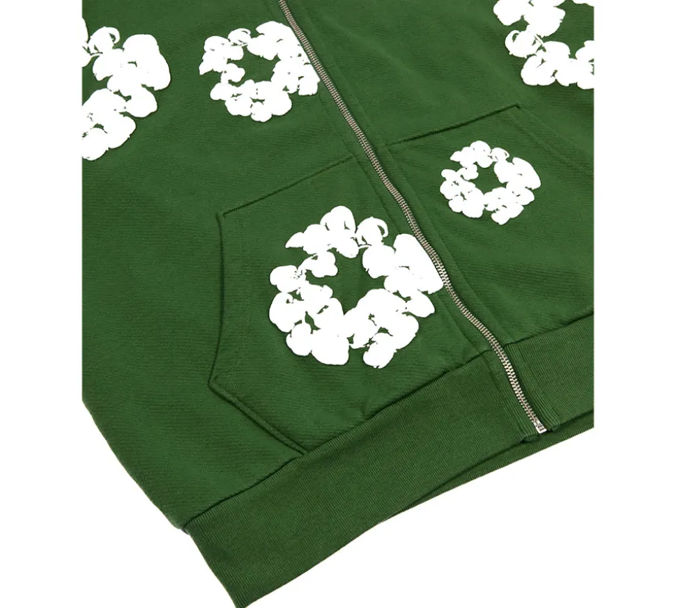 Denim Tears The Cotton Wreath Zip Hoodie - Green