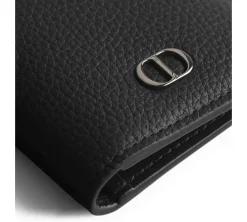 Dior CD Icon Bifold Card Holder - Black Grained Calfskin