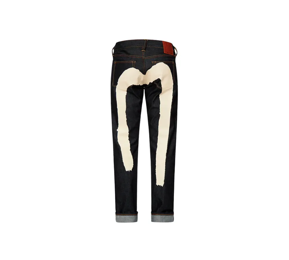 Evisu Ecru Brushstroke Daicock - Slim Straight Fit Jeans