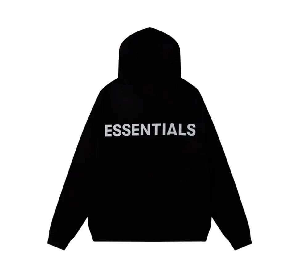 Fear Of God Essentials 3M Reflective Logo Pullover Hoodie - Black