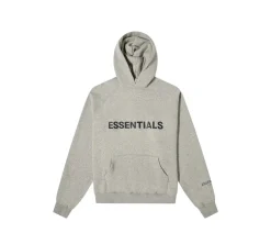 FEAR OF GOD ESSENTIALS PULLOVER HOODIE APPLIQUE LOGO - HEATHER OATMEAL