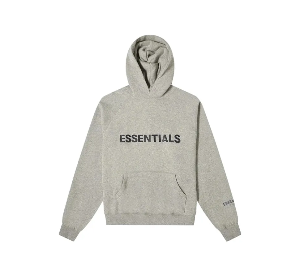 FEAR OF GOD ESSENTIALS PULLOVER HOODIE APPLIQUE LOGO - HEATHER OATMEAL