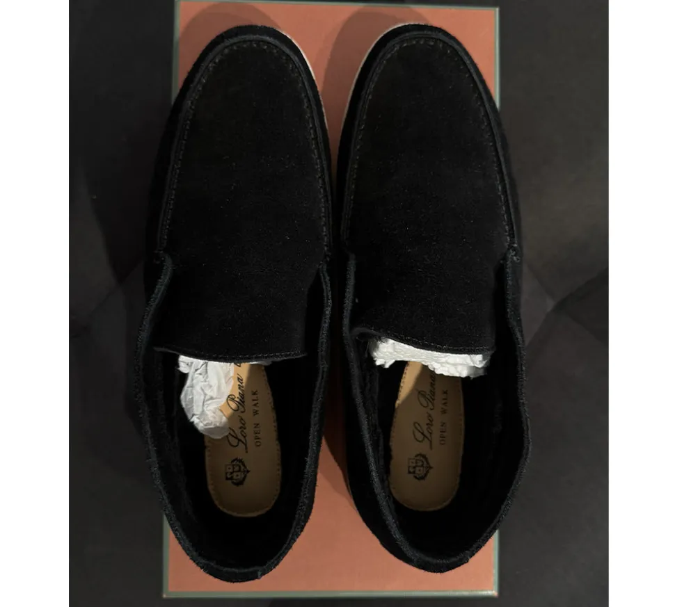 Loro Piana Open Walk Ankle Boot Suede Black (USADO) - 41