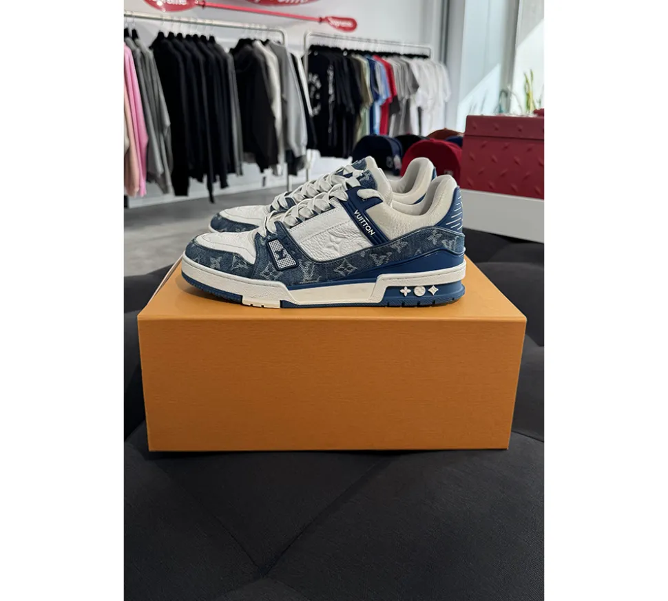 Louis Vuitton LV Trainer - Monogram Denim White Blue (USADO) 8 1/2