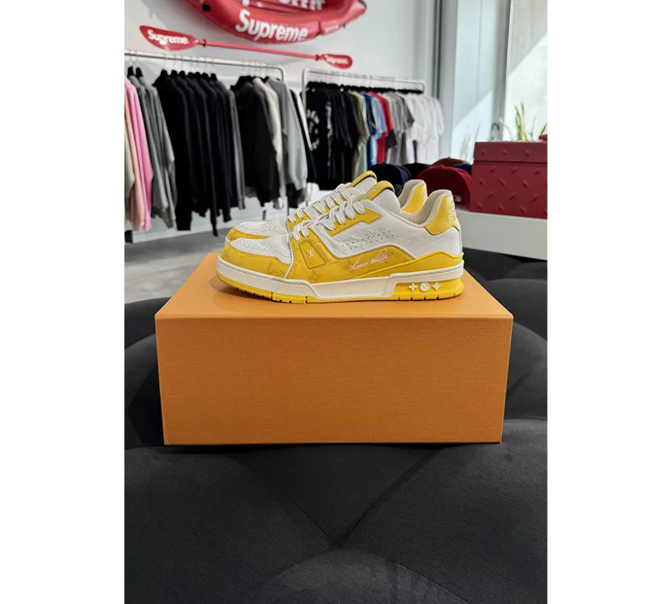 Louis Vuitton Trainer White Yellow Monogram (USADO) - 42.5