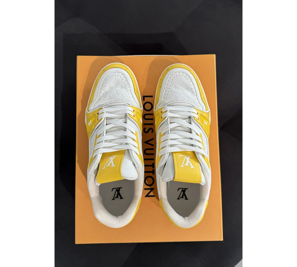Louis Vuitton Trainer White Yellow Monogram (USADO) - 42.5
