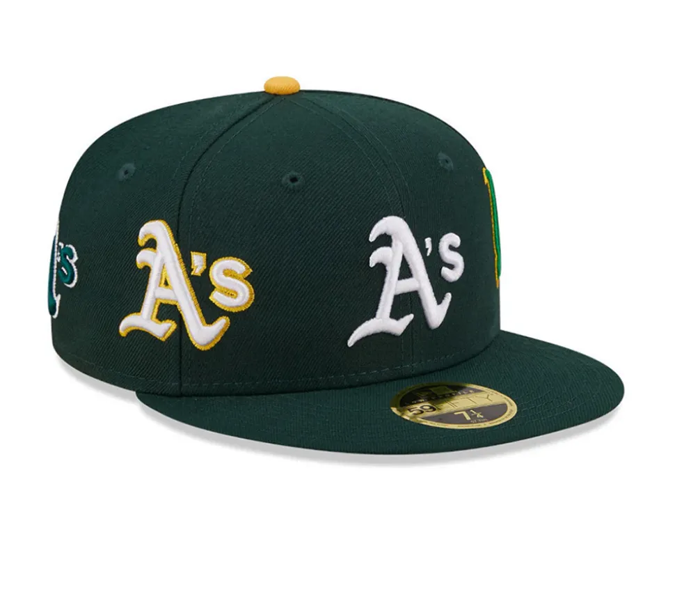 New Era Oakland Athletics All-Over Logos Low Profile - Dark Green