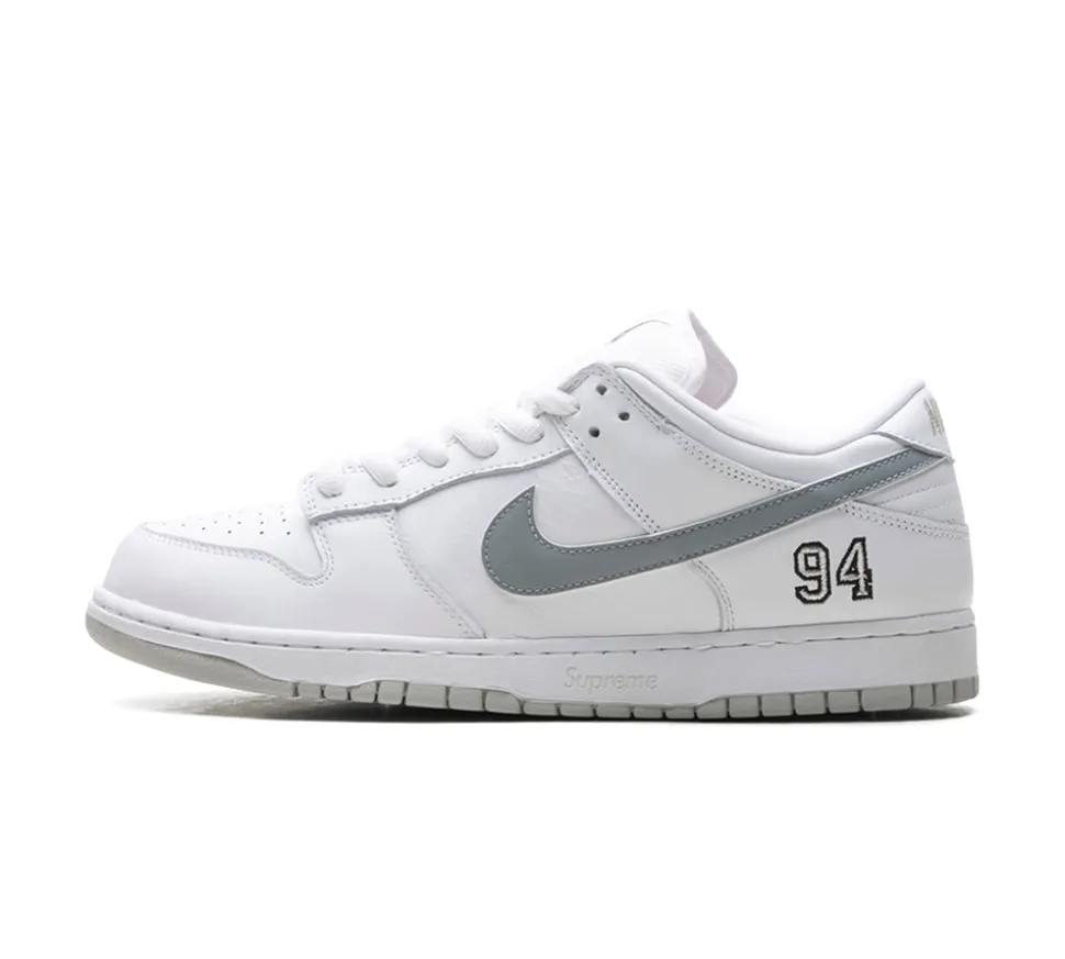 Nike SB Dunk Low Supreme 94 - White Metallic Silver