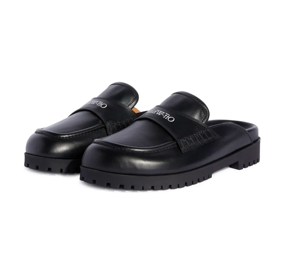 OFF-WHITE Black Leather O Slip-On Loafer