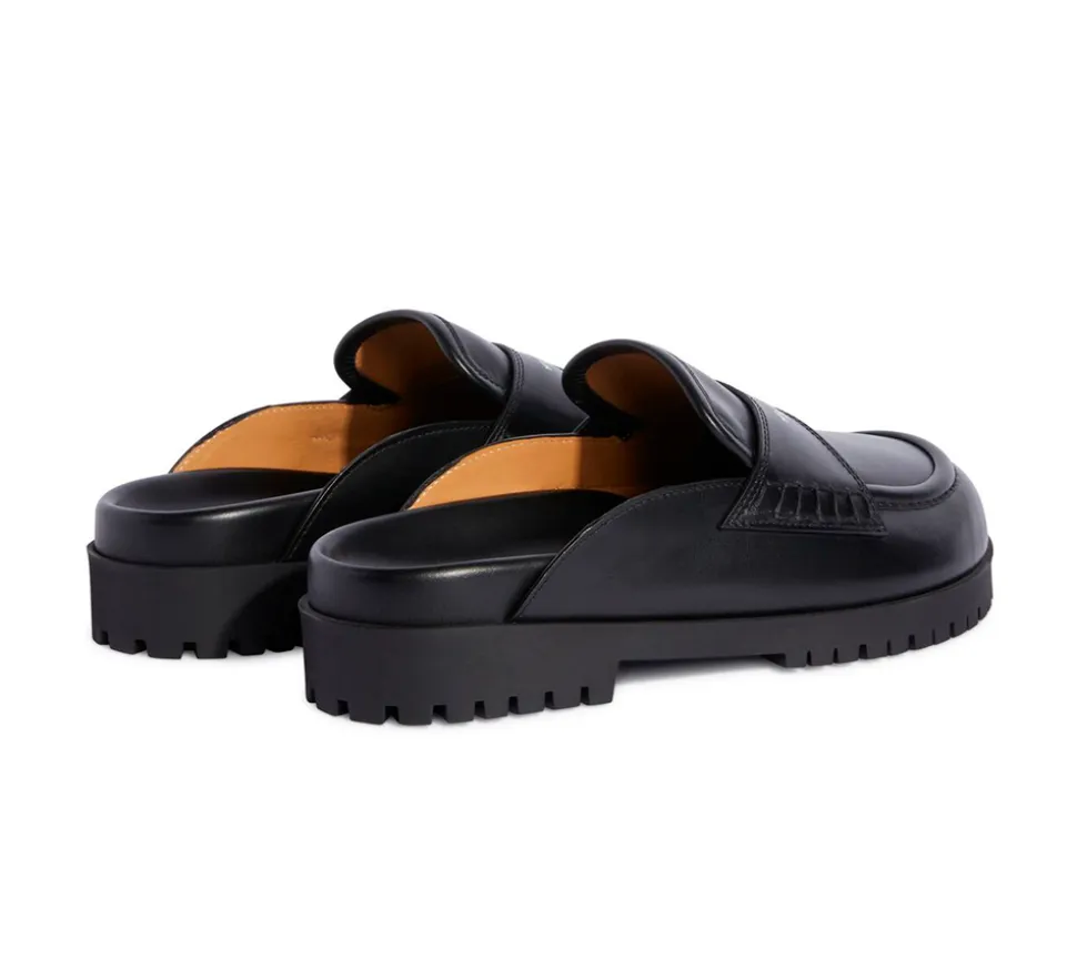 OFF-WHITE Black Leather O Slip-On Loafer