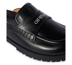 OFF-WHITE Black Leather O Slip-On Loafer