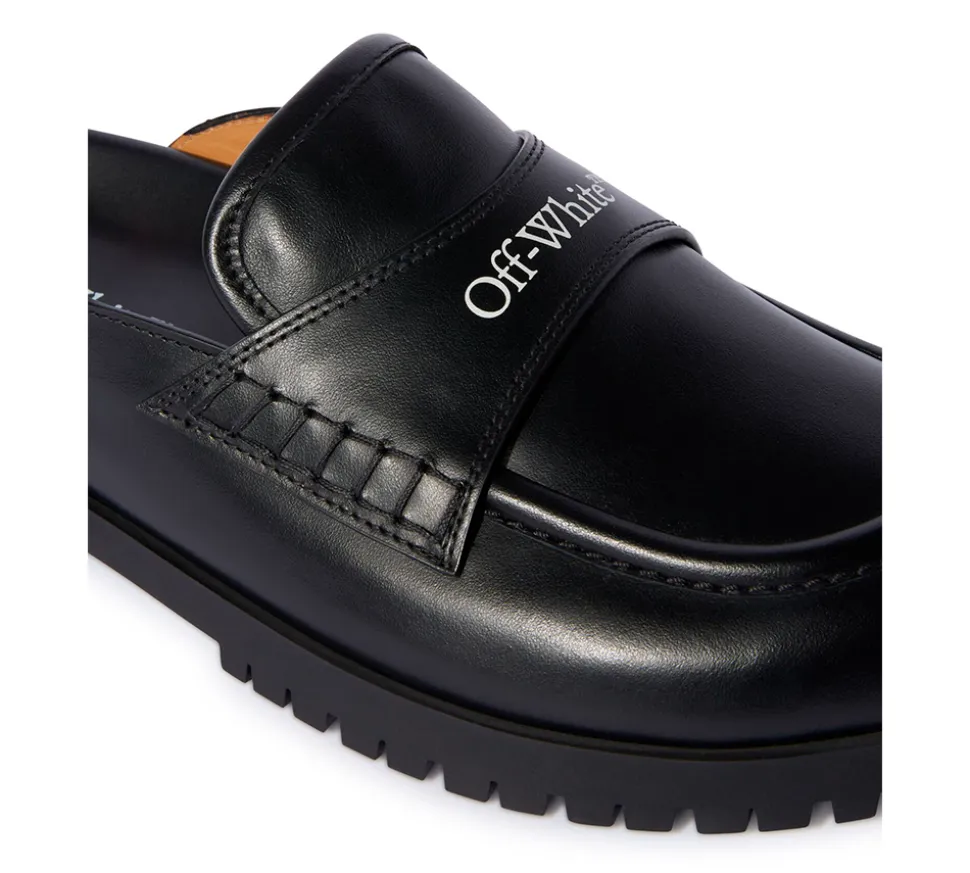 OFF-WHITE Black Leather O Slip-On Loafer