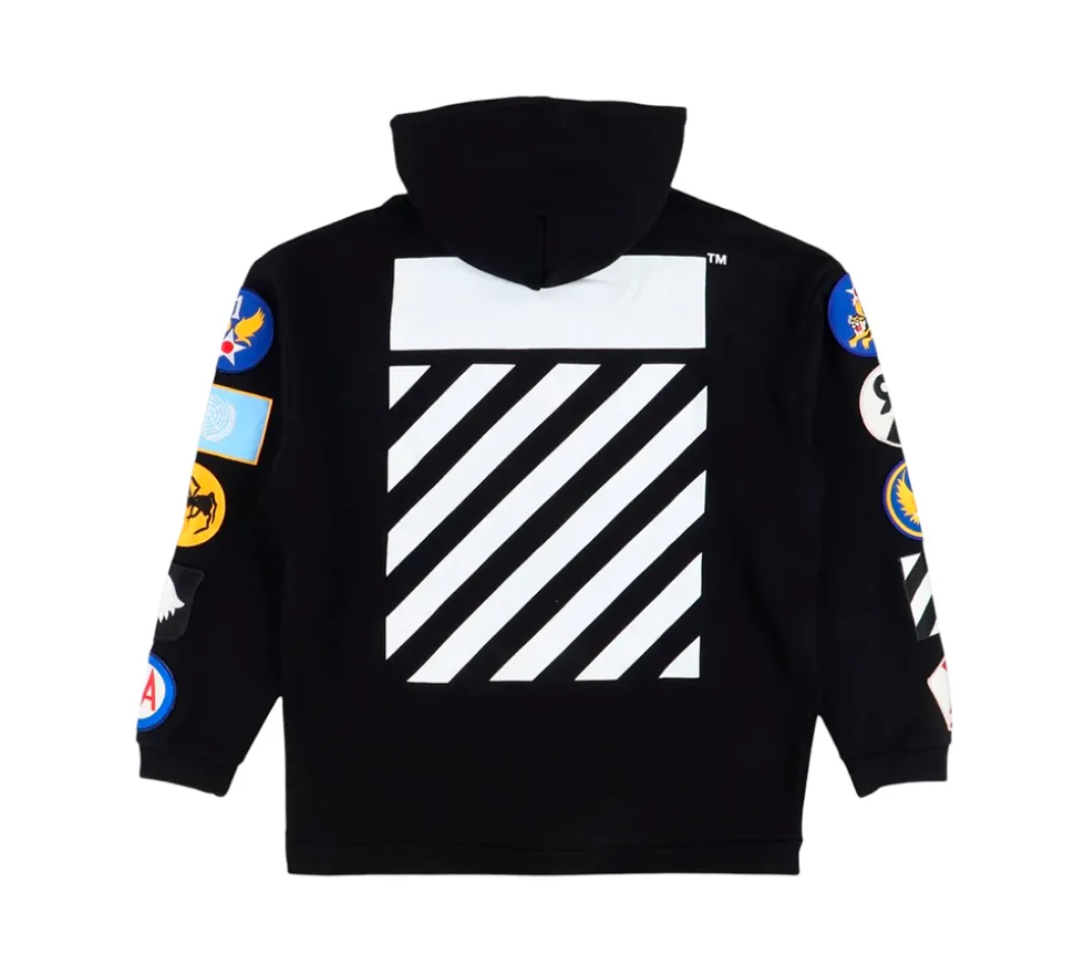 OFF-WHITE c/o Virgil Abloh Patches Zip Hoodie - Black